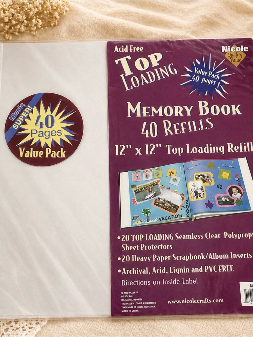 Nicole Purple Memory Book Top Loading Refills - Value Pack